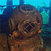 Divers helmet on the USS Saratoga, Bikini Atoll
